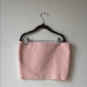 La Hearts Soft Pink Ribbed Crop Top